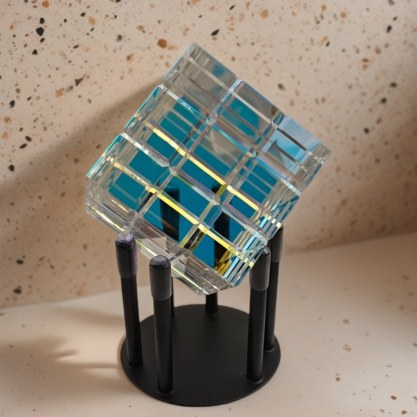 Sun Catcher Rubik Magic ChromaCube vidrio colorido decoración de escritorio Cubo de cristal de color