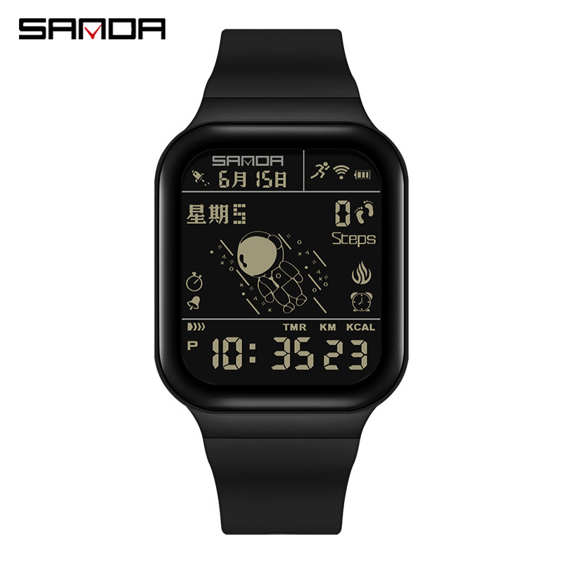 SANDA caloría paso contando reloj electrónico deportes al aire libre impermeable astronauta estudiante juventud reloj 6101