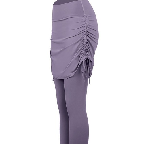 Yiwu Meixi two-piece fitness skirt pants for women, elastic outerwear yoga pants, high-waisted buttock-lifting tie belt tight sports pants