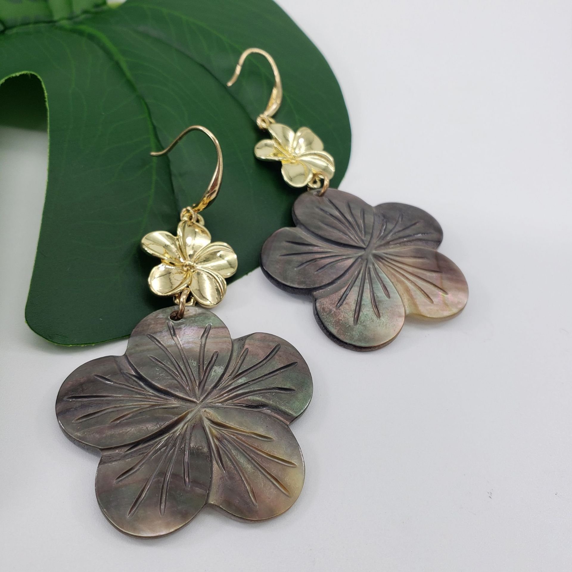 Fashion Flower Shell Plating Womenu0027S Drop Earrings 1 Pair