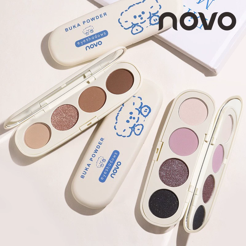 Палетка теней для век Novo Eye Eyes Four Color Eye Shadow Soft, гладкая текстура, естественный оттенок, быстрая доставка и лёгкая съёмка для студентов