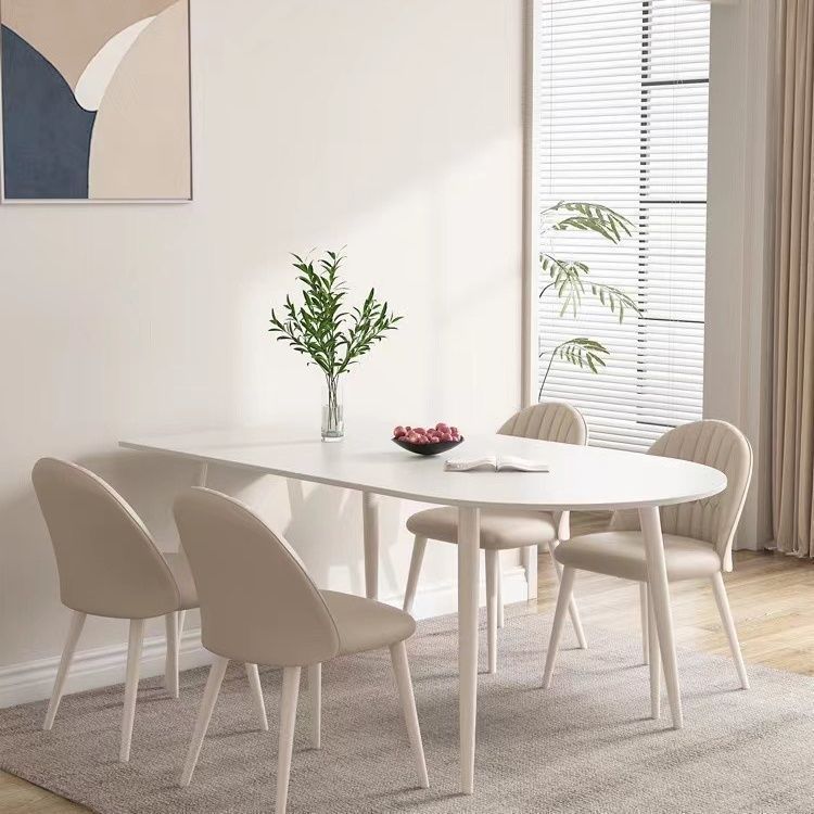 Cream Style Slate Dining Table Small Apartment Household Light Luxury Modern Simple Dining Table Oval Dining Table and Chair Combination