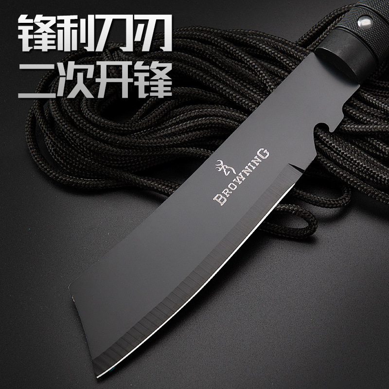 Outdoor Multi-Functional Knife with High Hardness and Sharp Black Blade, Camping Survival Long Knife, Convenient Camping Knife, Picnic Swiss Knife
