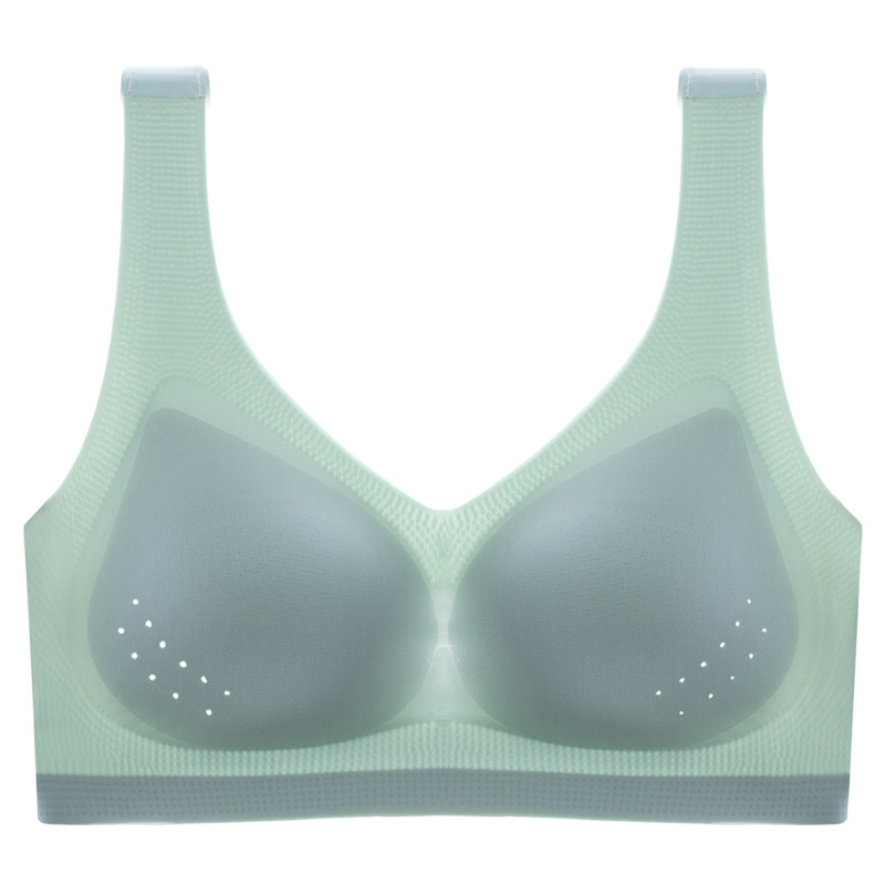 Seda de hielo delgada empuja hacia arriba la belleza hacia atrás sujetador sin costuras de látex inalámbrico de recolección de pecho Chaleco de estilo transpirable sujetador ropa interior