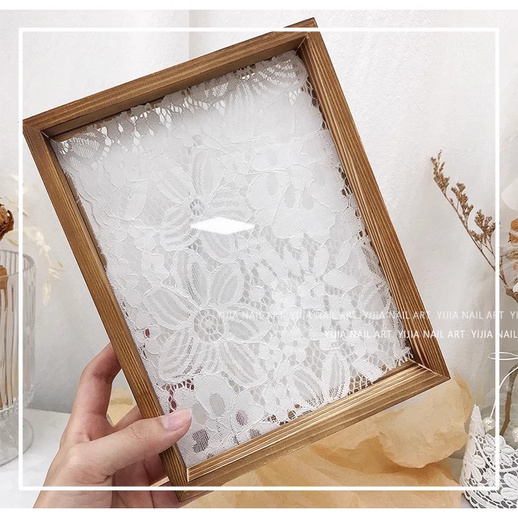 Vintage encaje pantalla tablero foto apoyos madera foto marco trabajo muestra uñas arte rhinestone acrílico pantalla caja de madera