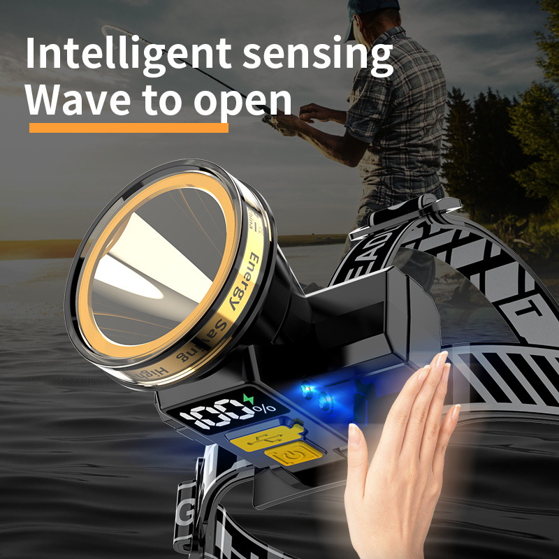 Luz brillante ultra larga duración al aire libre gran capacidad faro de pesca de litio montado en la cabeza LED luz de mina impermeable al por mayor
