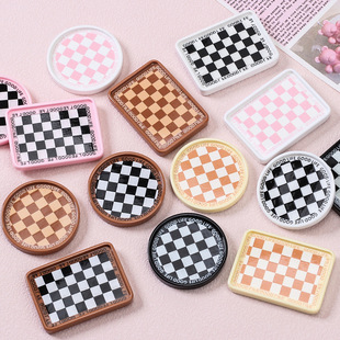 Cartoon multi-color square and round checkerboard cream glue diy handmade hairpin refrigerator magnet material resin accessories accessories