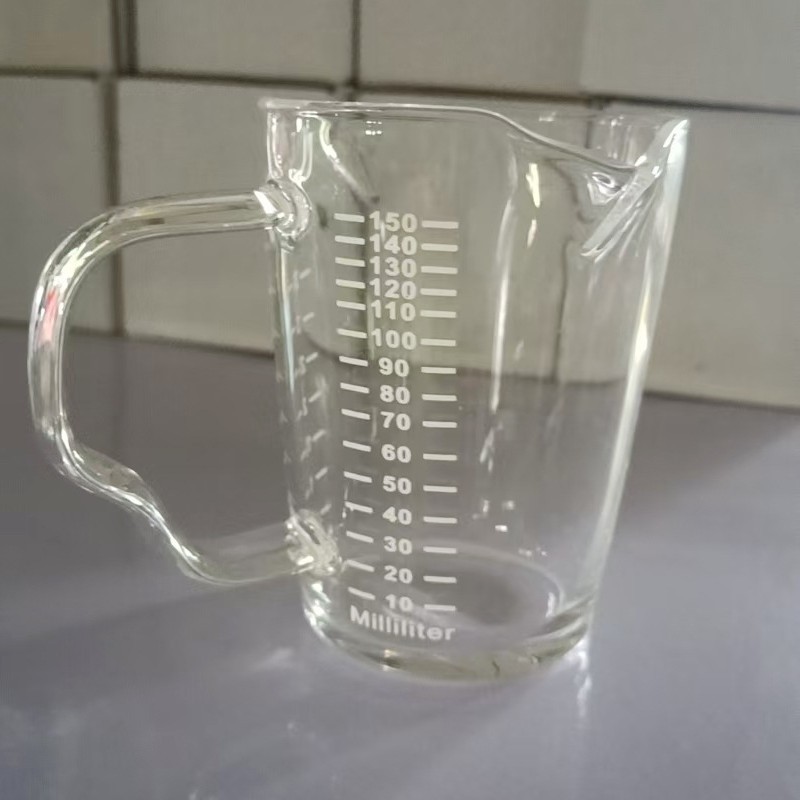 Jarra de Leche de Vidrio de Borosilicato Alto Resistente a Altas Temperaturas con Doble Boquilla para Uso Doméstico con Escala, Taza Medidora para Extracción de Café, Taza Medidora en Onzas.