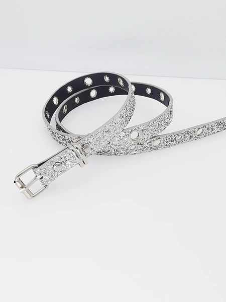 Silver 1.8 wide (pin buckle gold powder belt)