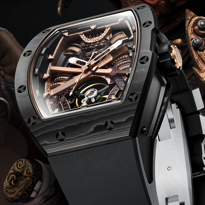 German Bugatti Bonest Gatti Watch Brand Fully Automatic Mechanical Watch Men's Carbon Fiber Barrel Type