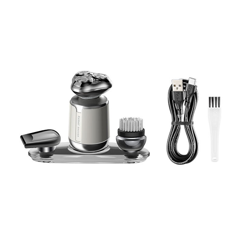 Afeitadora Eléctrica Kemei KM-3225, Maquinilla de Afeitar Multifuncional Tipo Cañón de Acero Pequeño, Afeitadora Masculina para Limpieza Facial y Recorte de Patillas