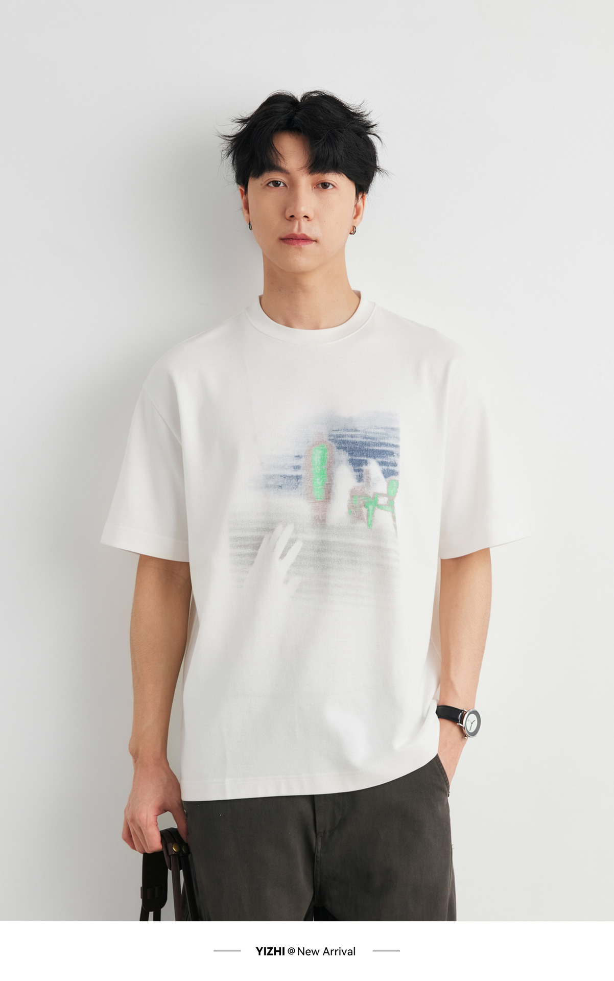 Áo thun nam cổ tròn basic chất liệu cotton dày 250g, phong cách retro Mỹ, tay ngắn thoáng mát — đen chi tiết 14