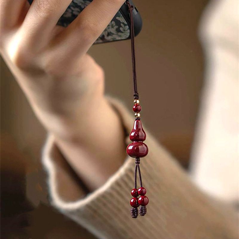 Purple Gold Sand Cinnabar Fulu Gourd Mobile Phone Chain Pendant for Men and Women Personalized Creative Small Pendant Pendant Bag Pendant