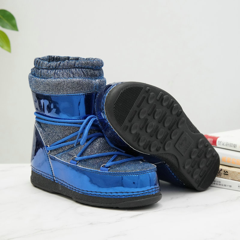 Bao azul brillante botas lunares de comercio exterior transfronterizas de suministro de productos del noreste de la fábrica de zapatas de nieve de turismo soporte de prueba personalizada