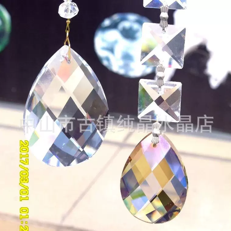 玻璃水晶吊坠网格透明水晶珠链婚庆酒店客厅水晶灯饰串珠帘散珠坠