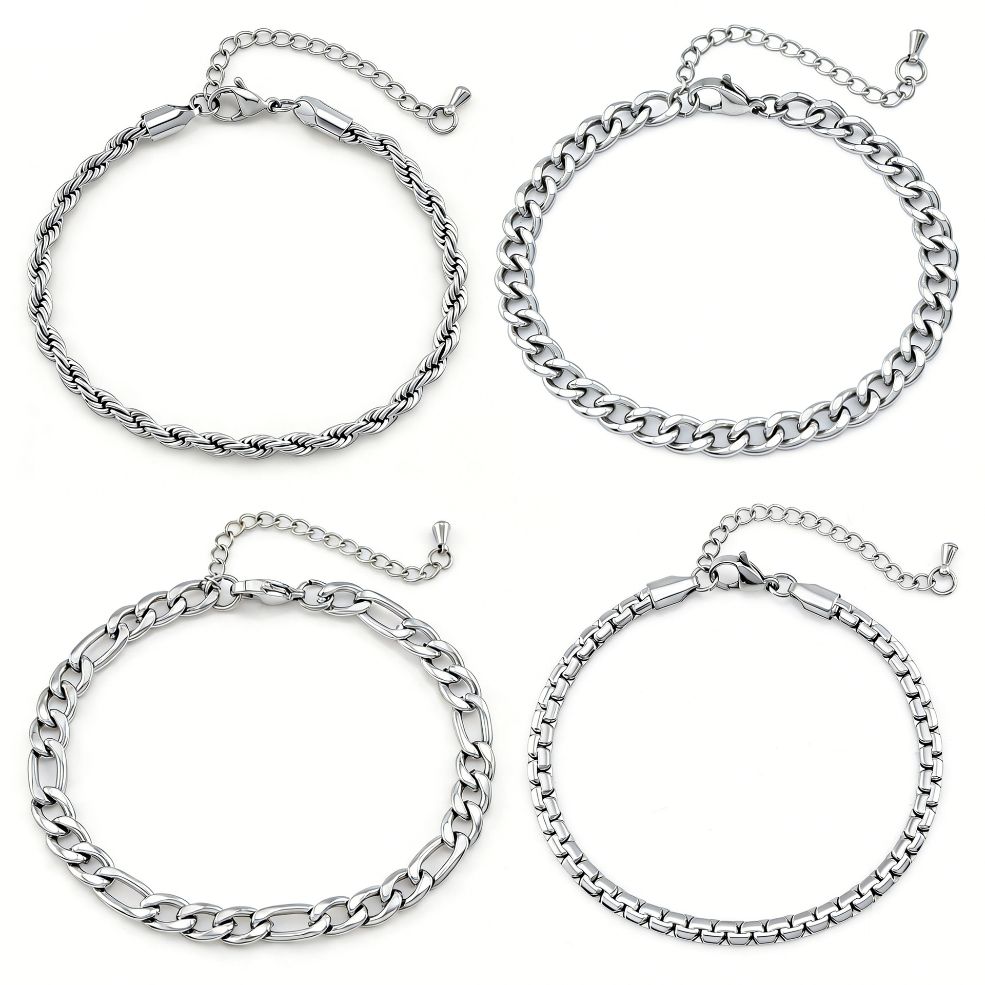 European and American Titanium Steel Men's Non-Fading Bracelets, Retro Literary and Trendy Men's Stainless Steel Chains, Fashionable and Simple Titanium Steel Bracelets