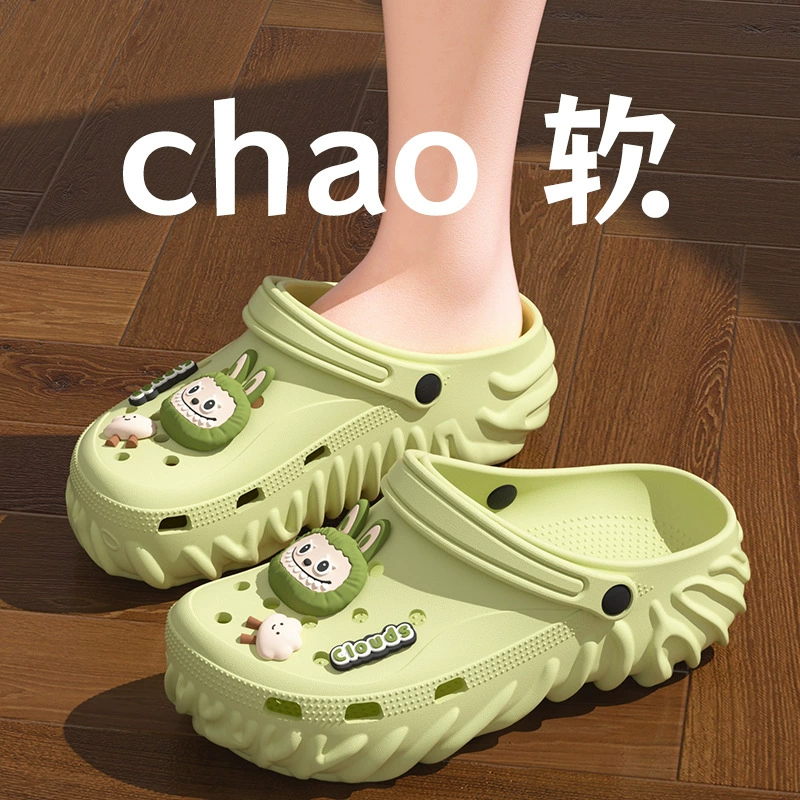 2025 новых летних женских сабо на толстой подошве, суперпопулярные нескользящие и антибактериальные сандалии с мультяшным дизайном для самостоятельного творчества