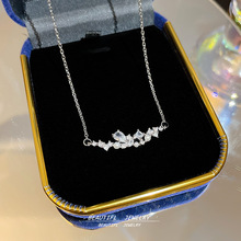 韩版气质优雅碎花锆石项链轻奢夏季新款小众吊坠甜美高颜值锁骨链