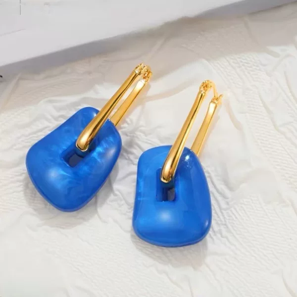 Authentic blue elegant earrings for women, geometric pattern, new style long metal earrings, fashionable high-end ear cuffs