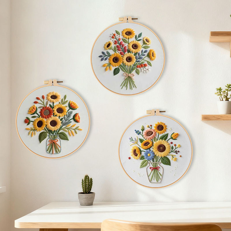 Nuevos productos bordados a mano DIY material paquete ramo de flores flores girasol original Amazon transfronterizo inglés