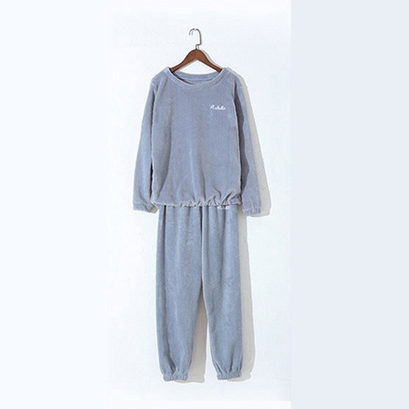秋冬季珊瑚绒睡衣套装女加绒加厚家居服时尚可外穿法兰绒开衫睡袍|undefined