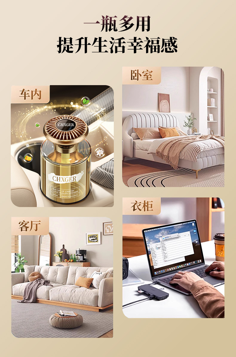 Gardenia Car Fragrance, High-End Perfume, Long-Lasting Fragrance in the Car, High-End Fragrance Freshener for Men and Women