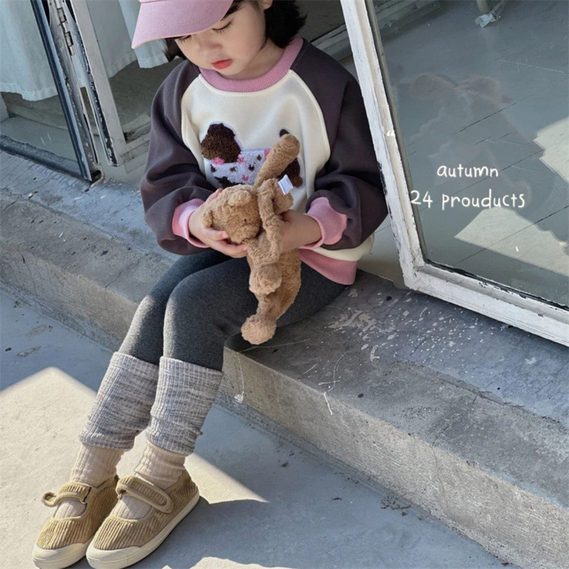 Qi Qiqi niñas dulce otoño nuevo estilo de niños coreanos estilo de empalme extranjero pantalones casuales pantalones de primavera y otoño