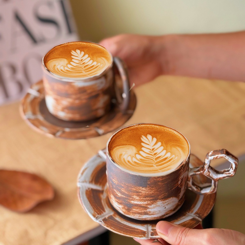 Vintage Handmade Rustic Milk Breakfast Cup, Coffee And Saucer Set, Top Quality Creative Afternoon Tea Ceramic Cup_voghion.com
