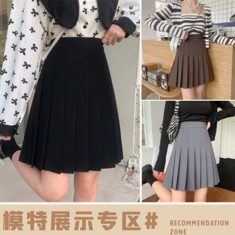Плиссированная юбка для высоких женщин, удлиненная версия для больших размеров, с высокой талией, утягивающая, короткая юбка большого размера, женская полуюбка А-силуэта, закрывающая бедра.