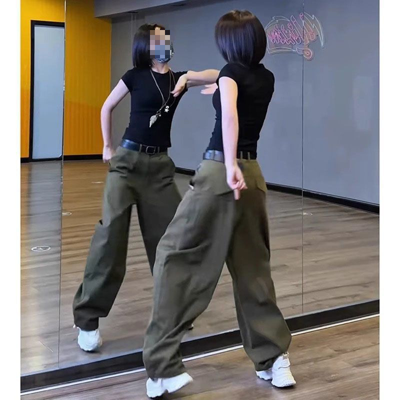 ワイドレッグパンツ カジュアル ブラック おしゃれ ストレート スタイリッシュ ゆったり 2025 トップス 2点セット 着痩せ 万能 半袖 スリム|undefined