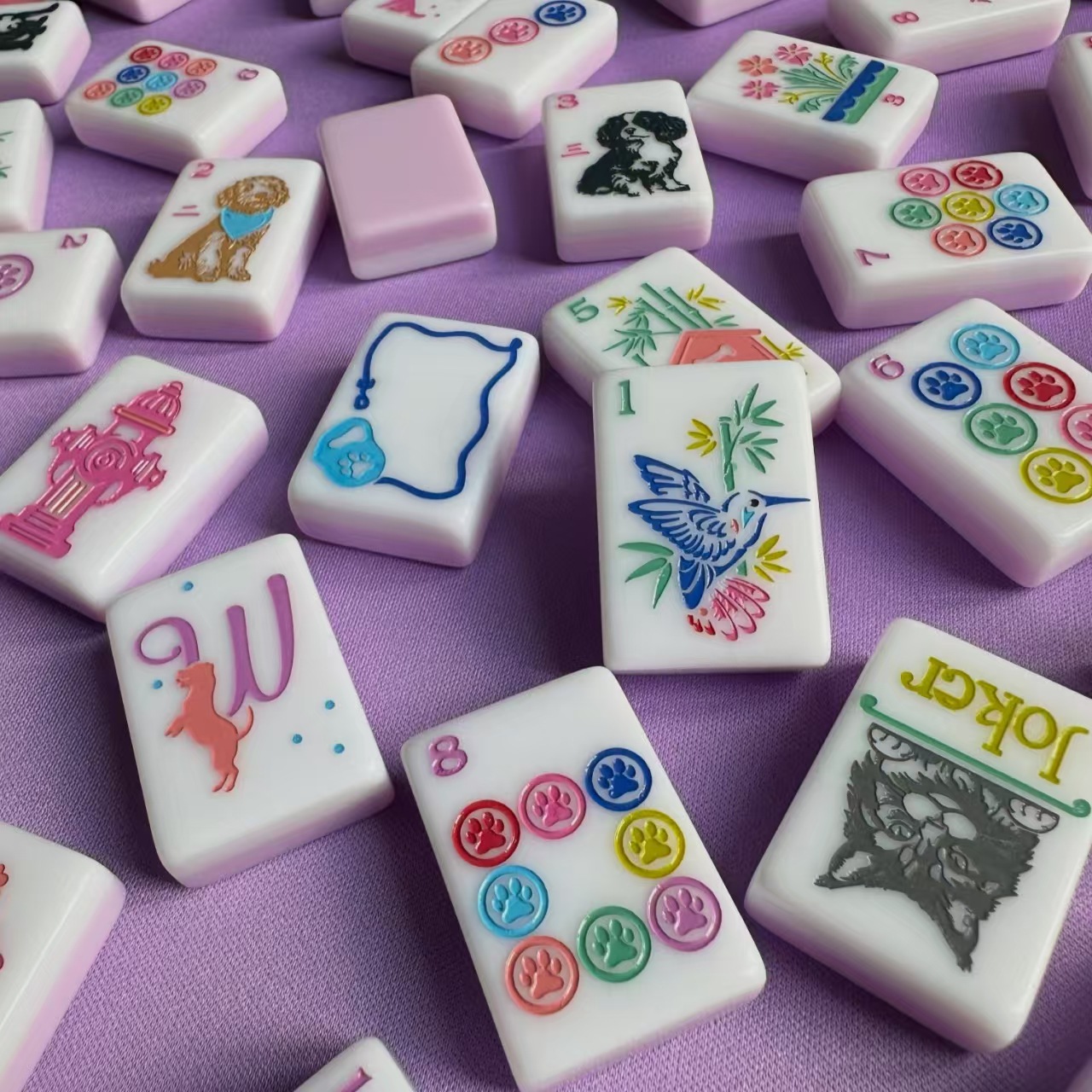 Pink and purple pet-style American two-layer acrylic mahjong set/mahjong mat