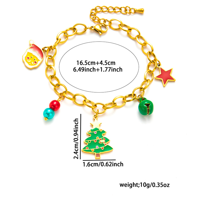Pearl Design Cute Christmas Tree Santa Claus Elk Titanium Steel Bracelets In Bulk Christmas