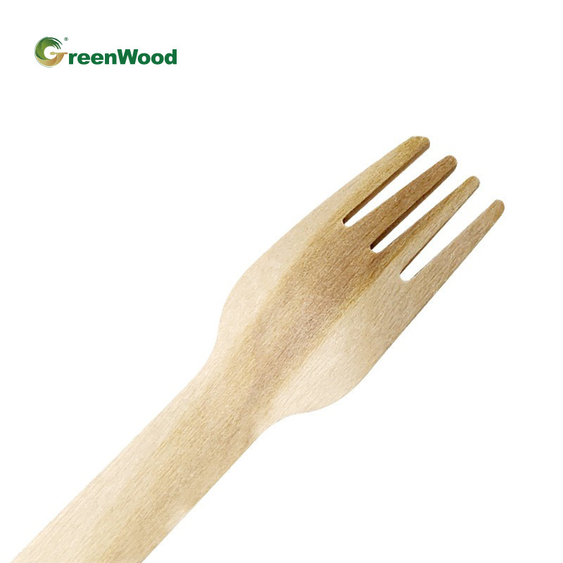 140MMB engrosada desechable tenedor de madera respetuoso del medio ambiente degradable tenedor vajilla de hotel para llevar 100 piezas