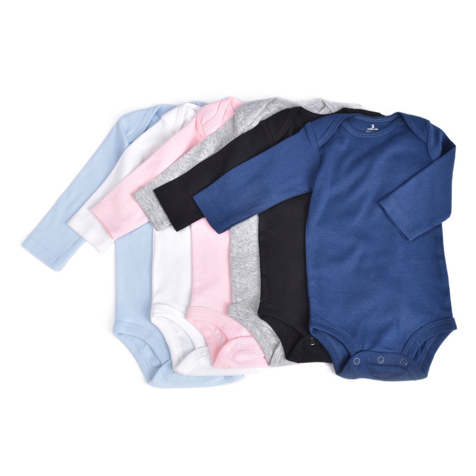 Algodón triángulo vaina ropa para niños y niñas Otoño e Invierno puro color algodón ropa de manga larga mameluco bebé mono