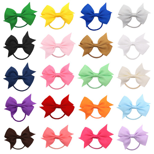 Pure Color Bow Hairband for Kids, Ribbed Tape Tail Baby Hair Tie Best Selling Item