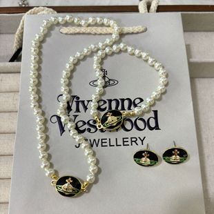 Weiwei an Weiwei Oil Drop Pearl Necklace for Women with Saturn Magnet Clasp Set Chain Fashionable Personality Collarbone