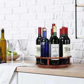 木质可旋转收纳架厨房调料瓶置物架红酒摆放架咖啡糖浆瓶收纳架