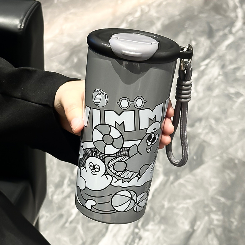卡通缤纷咖啡杯316不锈钢学生户外便携车载随手吸管杯保温杯批发|undefined