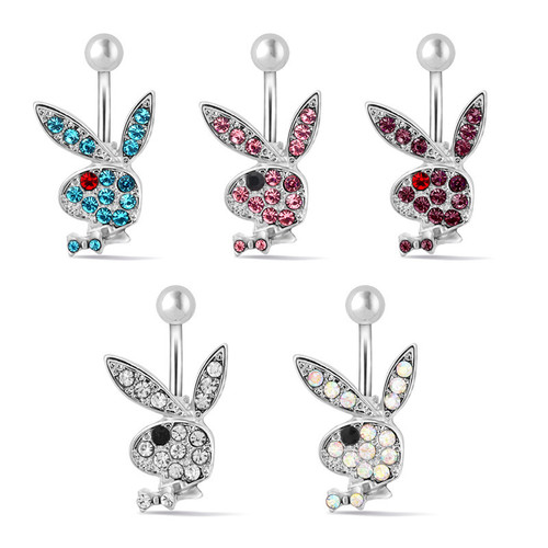 Wish AliExpress recommends new products stainless steel cartoon rabbit belly button ring navel nail body piercing jewelry wholesale