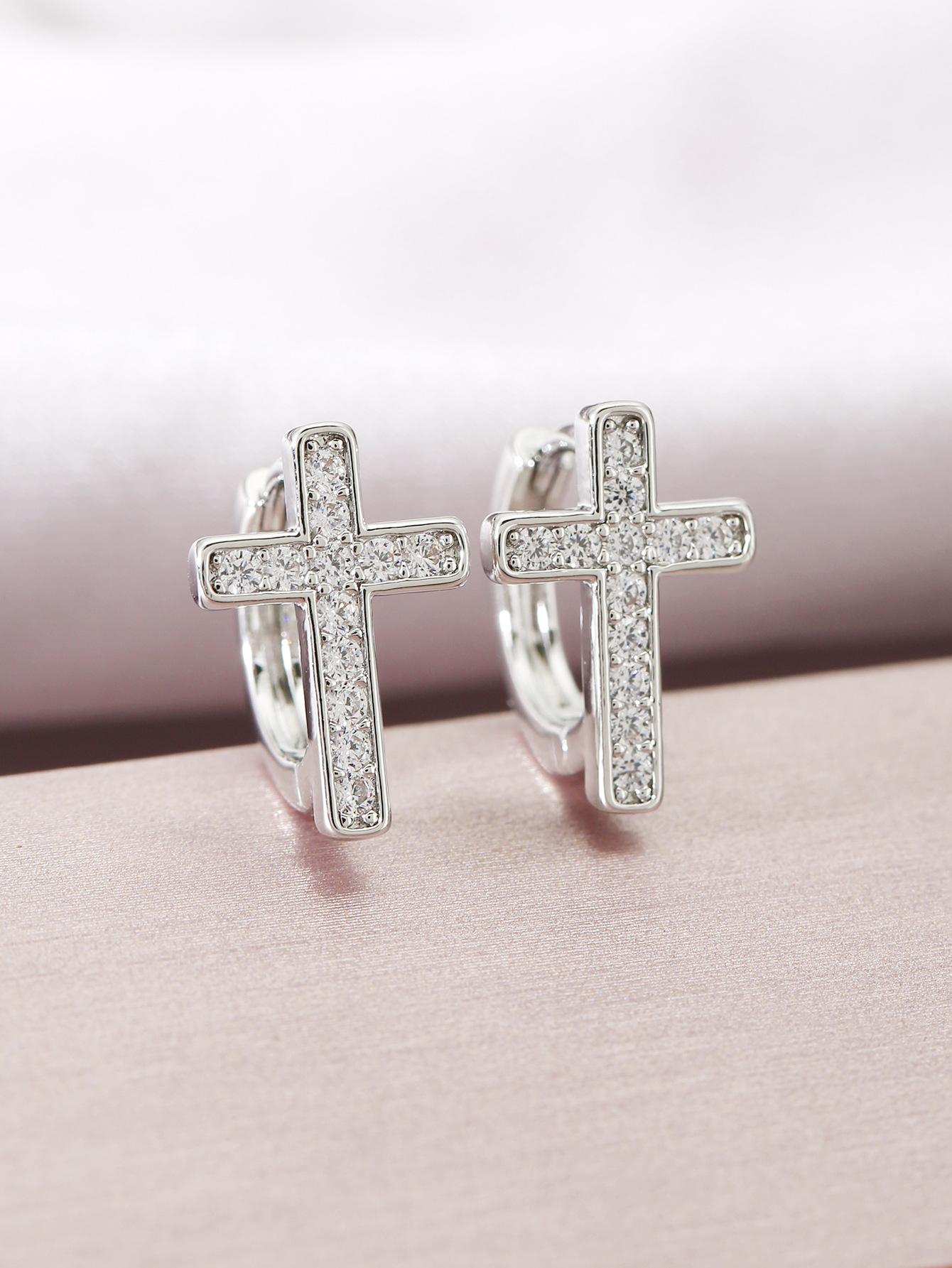 Holiday, Daily Occasion 1 Pair IG Style Simple Style Cross Inlay Copper Zircon Earrings