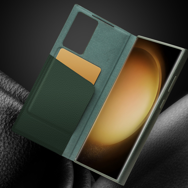商談利はサムスンs 23 Ultra携帯ケース真皮plusスマート保護カバーを適用します。
