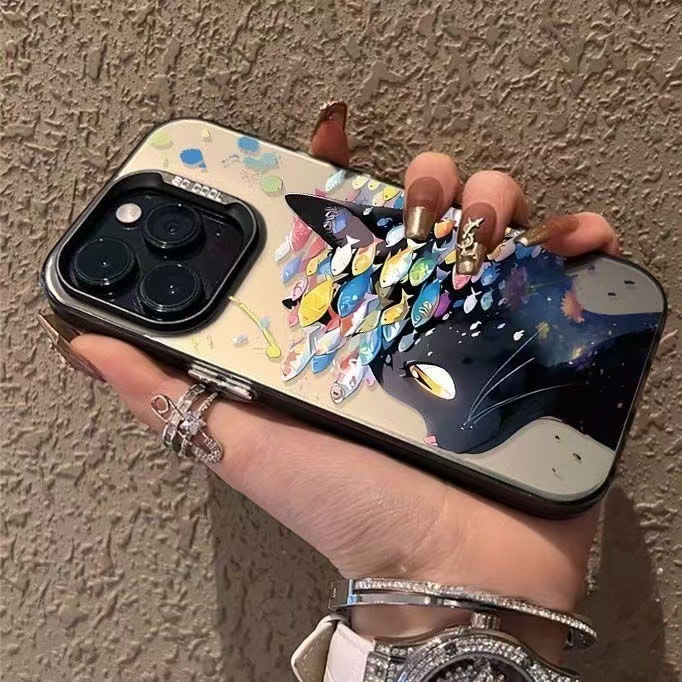 El nuevo gato quiere pescado para iPhone 16 funda para teléfono móvil 11 Apple 15promax/14 anti-caída 13pro personalidad 12