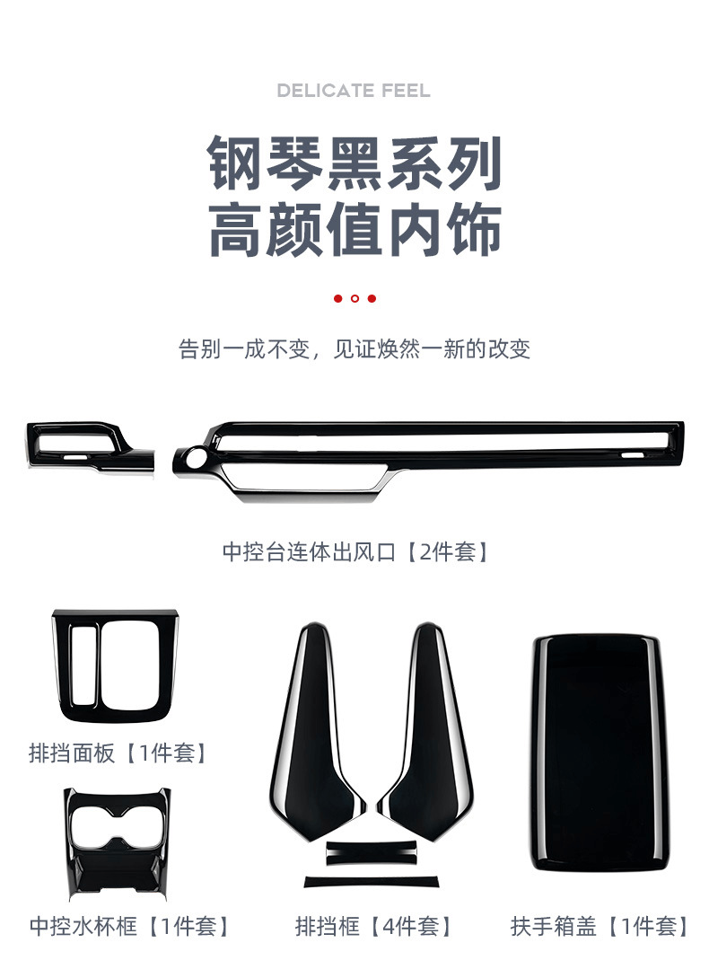 Suitable for 2023 Honda CRV/Haoying piano bright black interior decoration gear panel anti-kick board gear