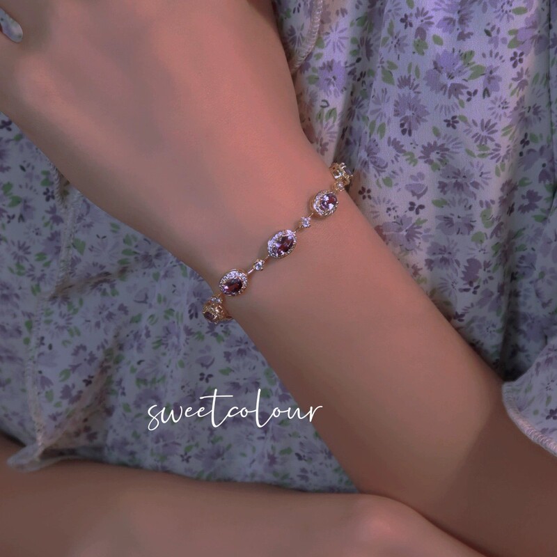 Niche Original Design Natural Amethyst Bracelet Bracelet Fine Plated 18K Gold Valentine's Day Birthday Gift for Girls