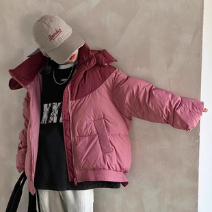 Children's down Jacket, Huzhou Zhili Winter Style, Kids' Clothing for Older Boys and Girls, Hooded Color-Blocked White Duck down Coat, Wholesale