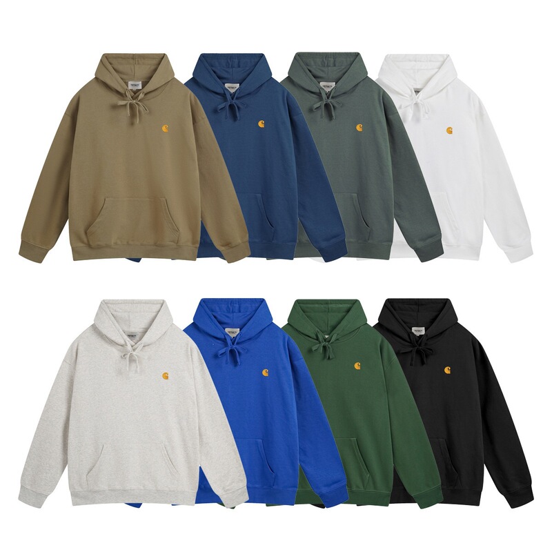 Wip Men's Sweatshirt New Classic Logo Embroidery Hooded Trendy Carhartt Fleece Sweatshirt Wholesale Black White