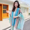 Slit cape-Slit cape-No. 11 color blue brown 470g