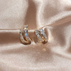 Silver needle, earrings, fashionable zirconium, french style, silver 925 sample, light luxury style, internet celebrity