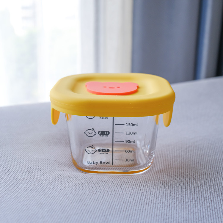 240ml bebés tazón de vidrio caja de alimentos suplementarios para niños cubiertos frescos de alta temperatura sellado tazón de alimentos suplementarios personalizados lindos