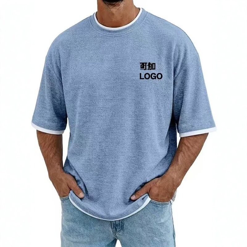 2006 New Product: Independent Station Amazon Waffle Men's T-Shirt, Drop Shoulder, Short Sleeve, Contrast Color Trim, Versatile Loose Fit Short Sleeve 2006 New Product: Independent Station Amazon Waffle Men's T-Shirt, Drop Shoulder, Short Sleeve, Contrast Color Trim, Versatile Loose Fit Short Sleeve